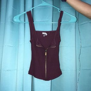 zipper purple crop top